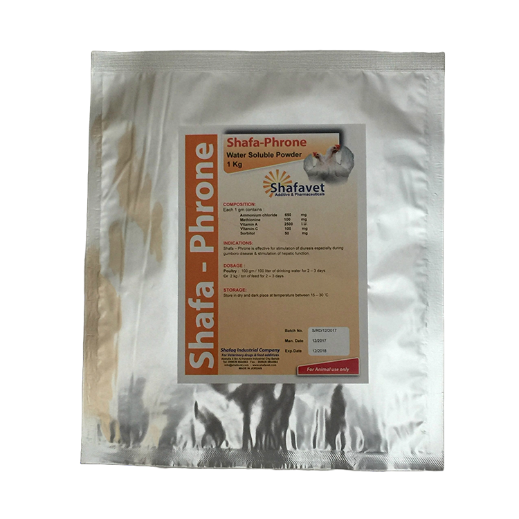 Shafa-Phrone 1 KG sachet – water soluble powder for liver function and stress support in poultry by Shafavet
