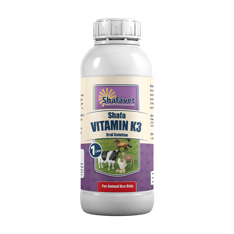 Shafa Vitamin K3 1 Liter – veterinary oral solution with vitamin K3 for livestock and poultry – Shafavet nutritional supplement